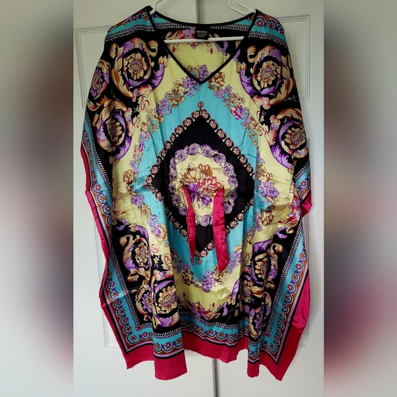 Christel Swedish Design Women's Luxe 100% Silk Tunic Dress One Size Paisley - Picture 2 of 16